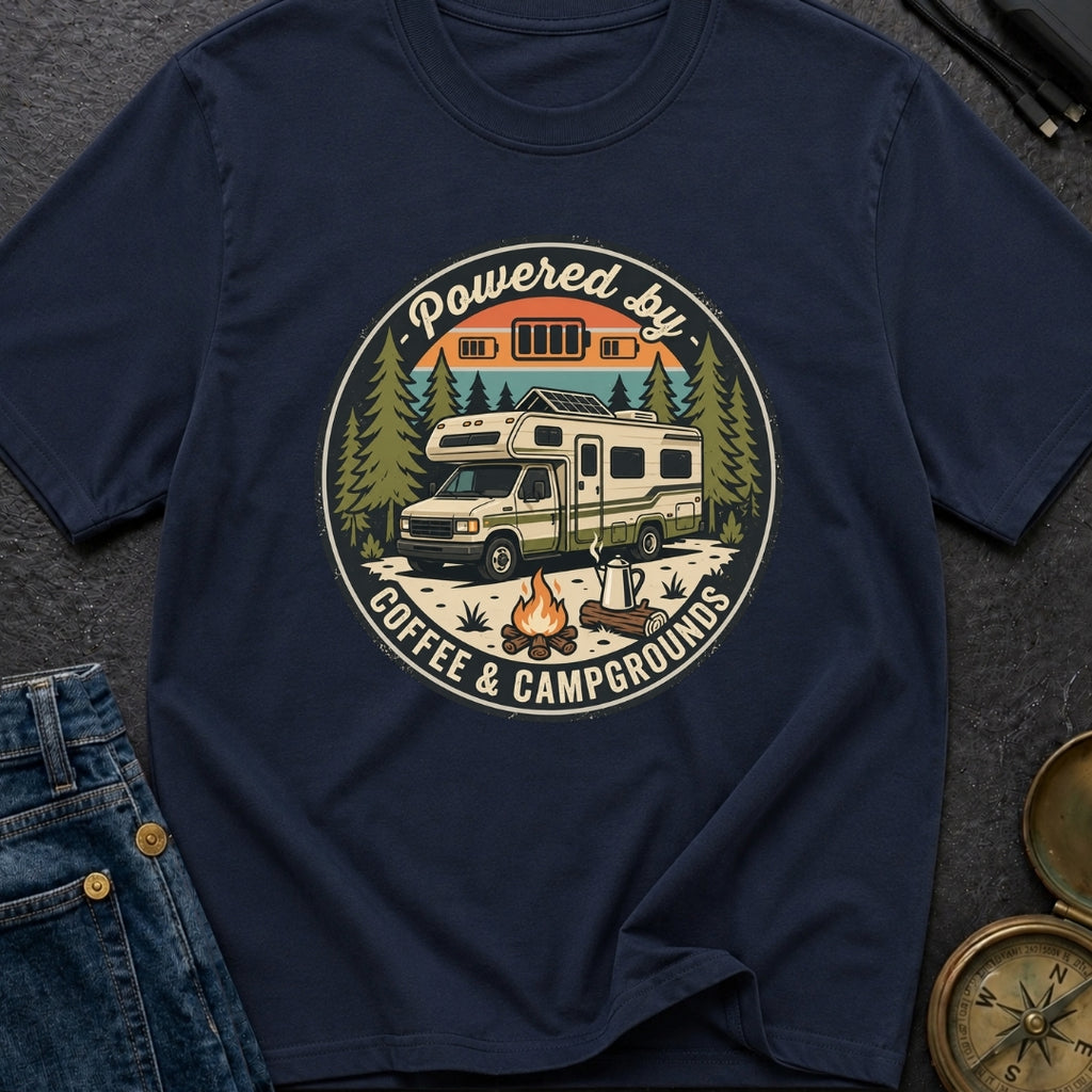 Powered By Coffee and Campgrounds - T-Shirt