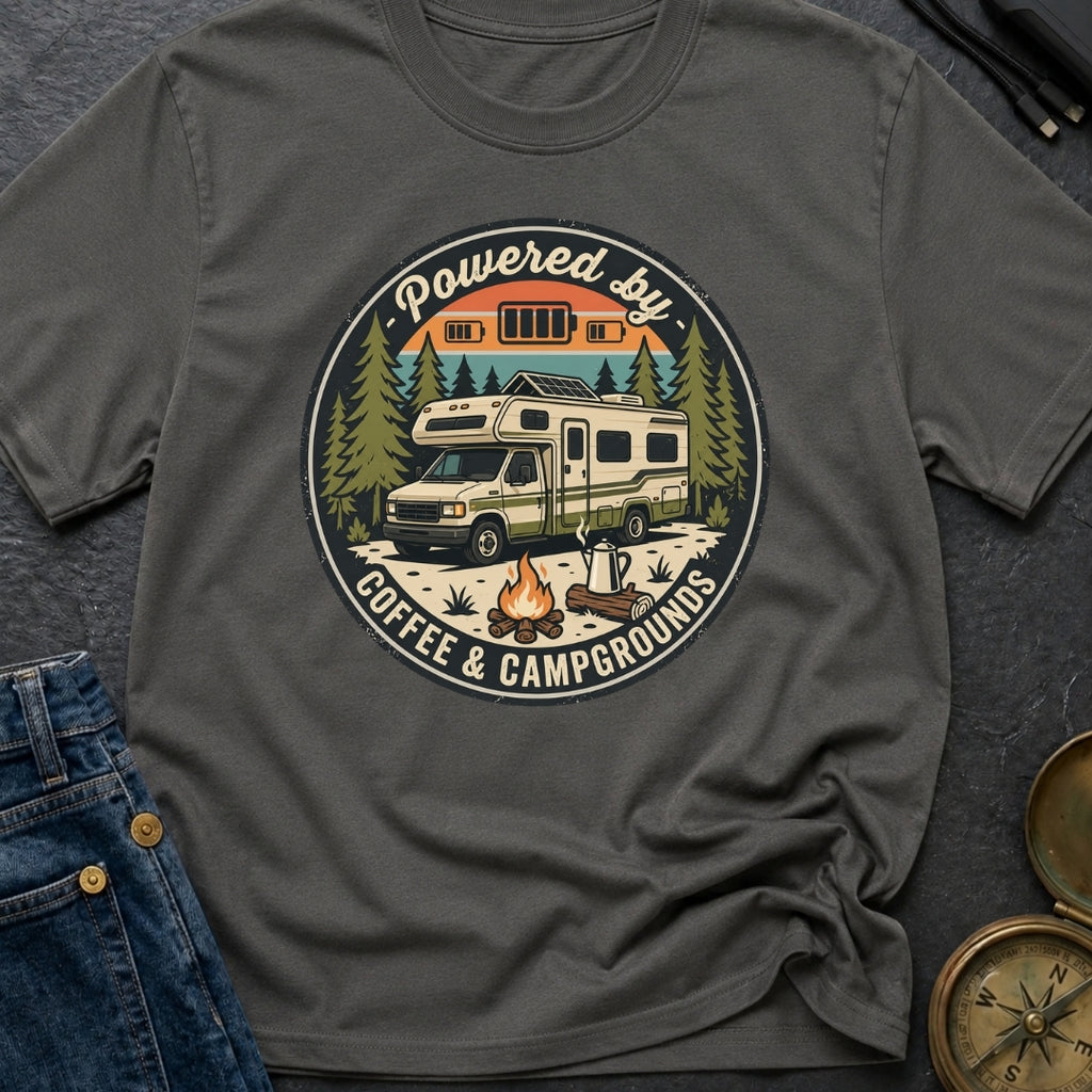 Powered By Coffee and Campgrounds - T-Shirt