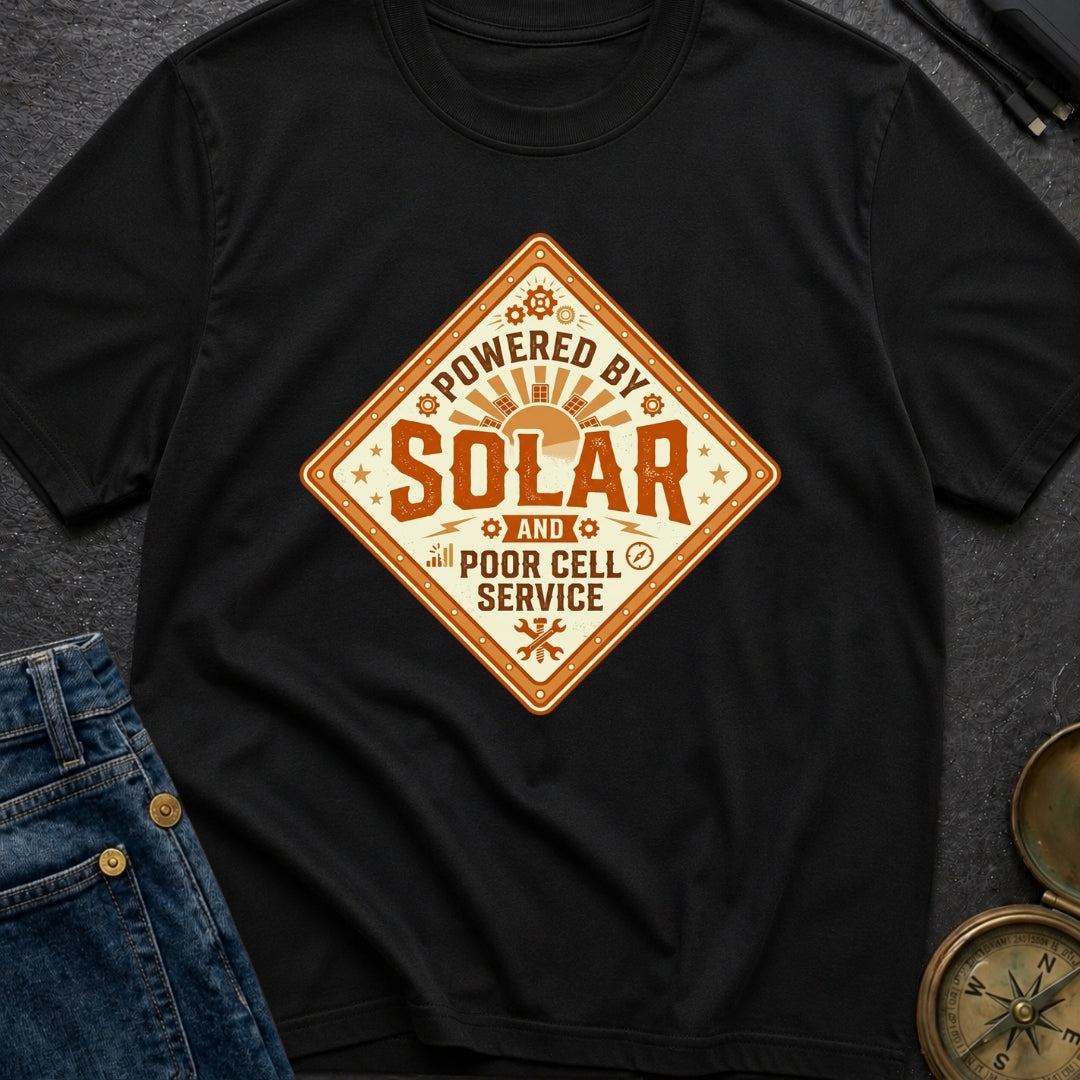 Powered By Solar And Poor Cell Service - T-Shirt