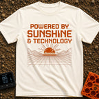 Wired For Sunshine - T-Shirt in Ivory - The artwork features the text "POWERED BY SUNSHINE & TECHNOLOGY" in a bold,...