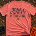 Adventuring Right Now - T-Shirt in Watermelon - The design consists of three lines of bold, capital text reading...