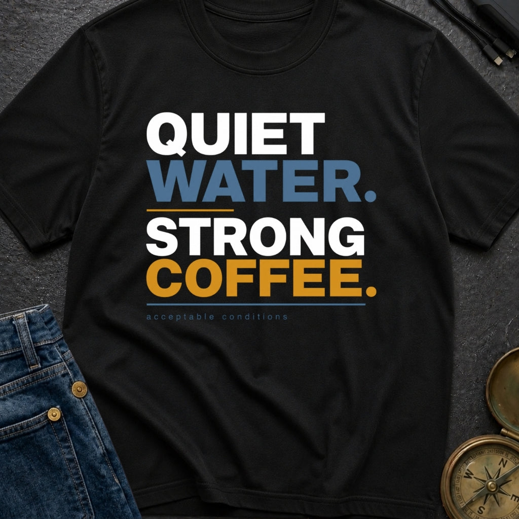Quiet Water Strong Coffee - T-Shirt