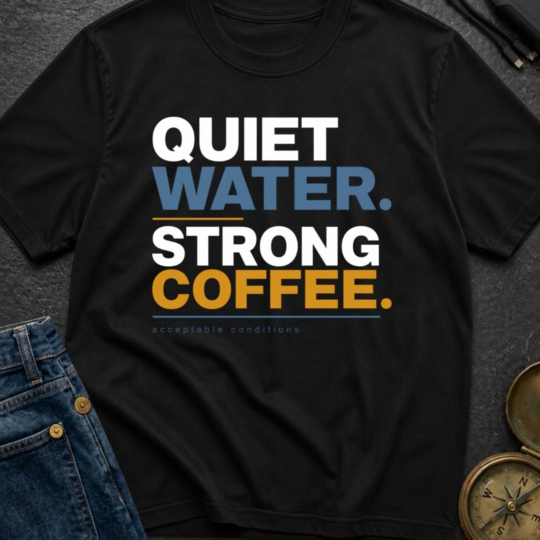 Quiet Water Strong Coffee - T-Shirt