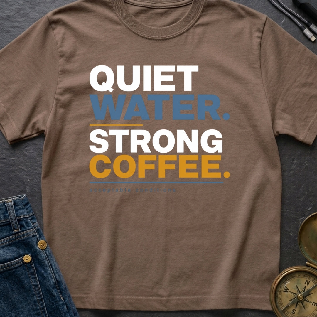 Quiet Water Strong Coffee - T-Shirt