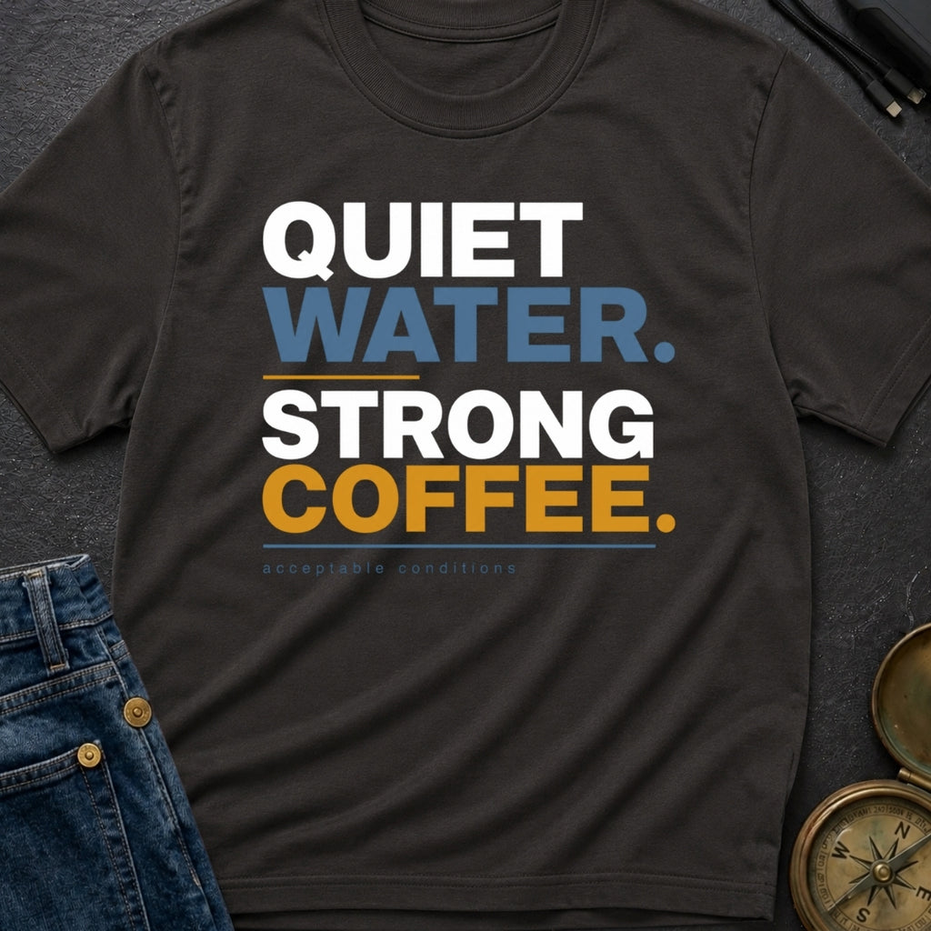Quiet Water Strong Coffee - T-Shirt