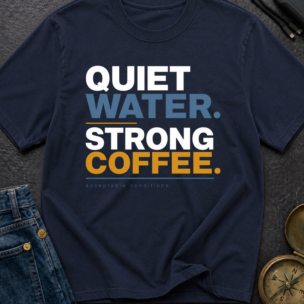 Quiet Water Strong Coffee - T-Shirt