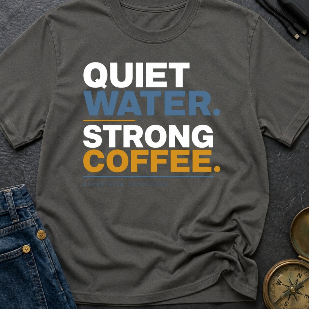 Quiet Water Strong Coffee - T-Shirt