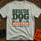 Rescue Road Crew - T-Shirt in Bay - A graphic featuring the text 'RESCUE DOG' above a silhouette of a dog wearing a...