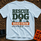 Rescue Road Crew - T-Shirt in Chambray - A graphic featuring the text 'RESCUE DOG' above a silhouette of a dog wearing a...