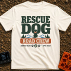 Rescue Road Crew - T-Shirt in Ivory - A graphic featuring the text 'RESCUE DOG' above a silhouette of a dog wearing a...