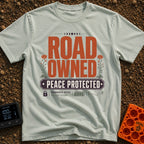 Boundaries Active Peace Protected - T-Shirt in Bay - A typographic design with large text reading "ROAD OWNED" above...