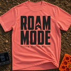 Stuck In Roam Mode - T-Shirt in Watermelon - Large, bold black text spelling out "ROAM MODE" stacked on two lines, with...