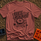 No Map Just Vibes - T-Shirt in Brick - A black and white illustration of a retro roadside sign reading "ROUTE...