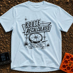 No Map Just Vibes - T-Shirt in Chambray - A black and white illustration of a retro roadside sign reading "ROUTE...