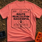 New Route Unlocked - T-Shirt in Watermelon - A black and white pixel-art style graphic featuring the text "ROUTE...
