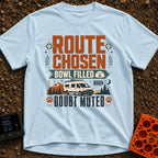 Bowl Filled Doubt Muted - T-Shirt in Chambray - A graphic featuring a white camper van parked in front of mountains and...