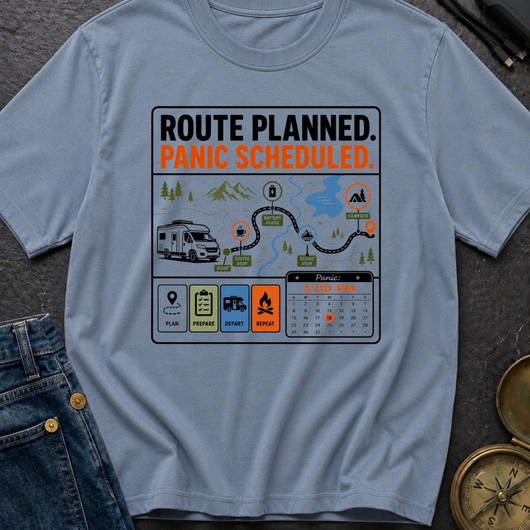 Route Planned Panic Scheduled - T-Shirt