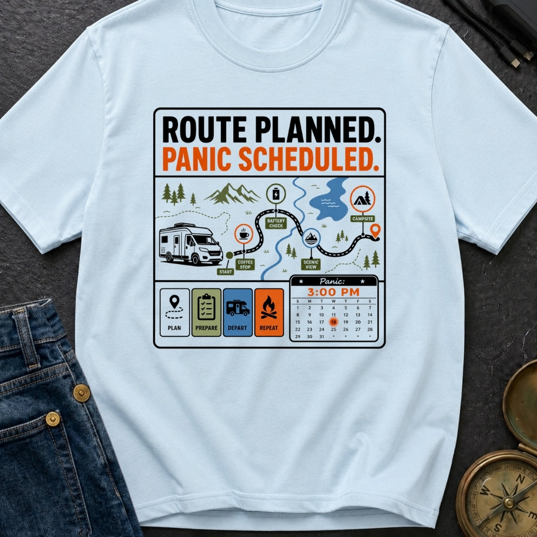 Route Planned Panic Scheduled - T-Shirt