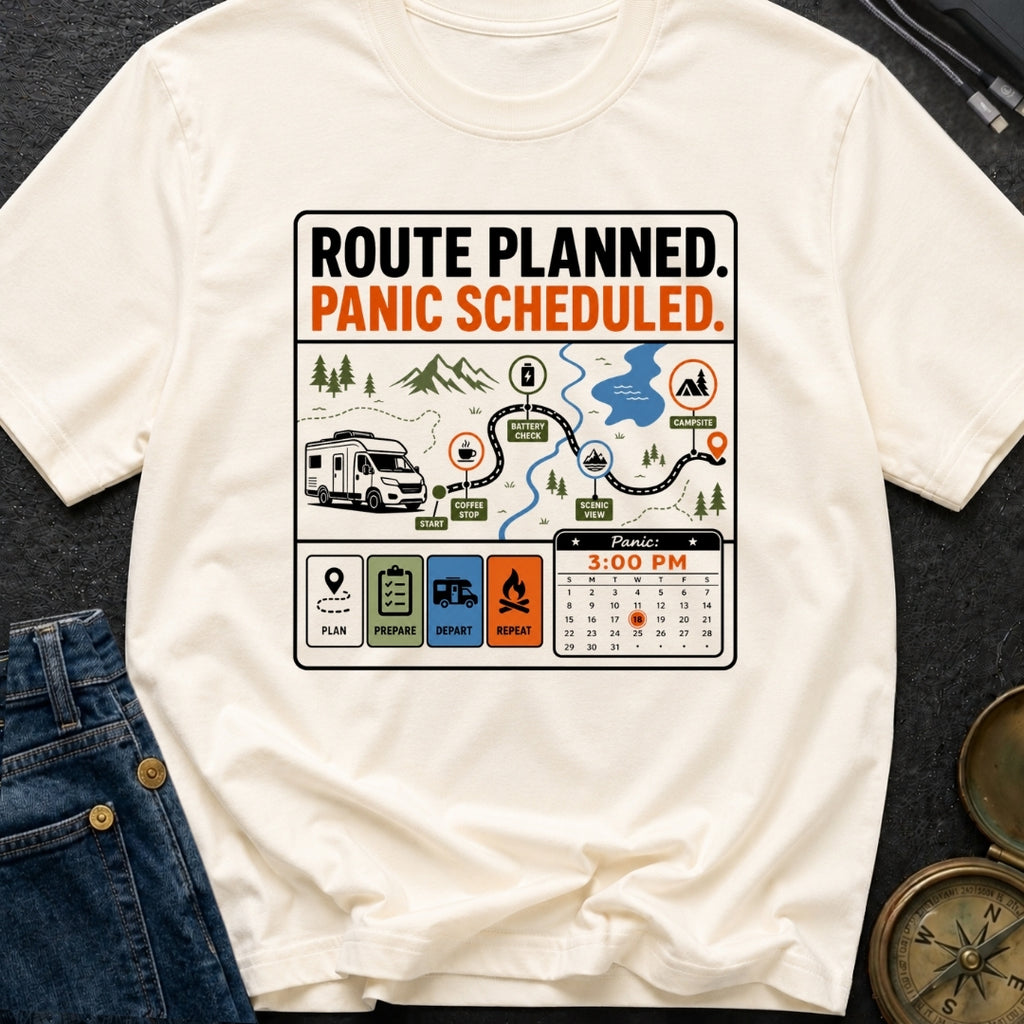 Route Planned Panic Scheduled - T-Shirt