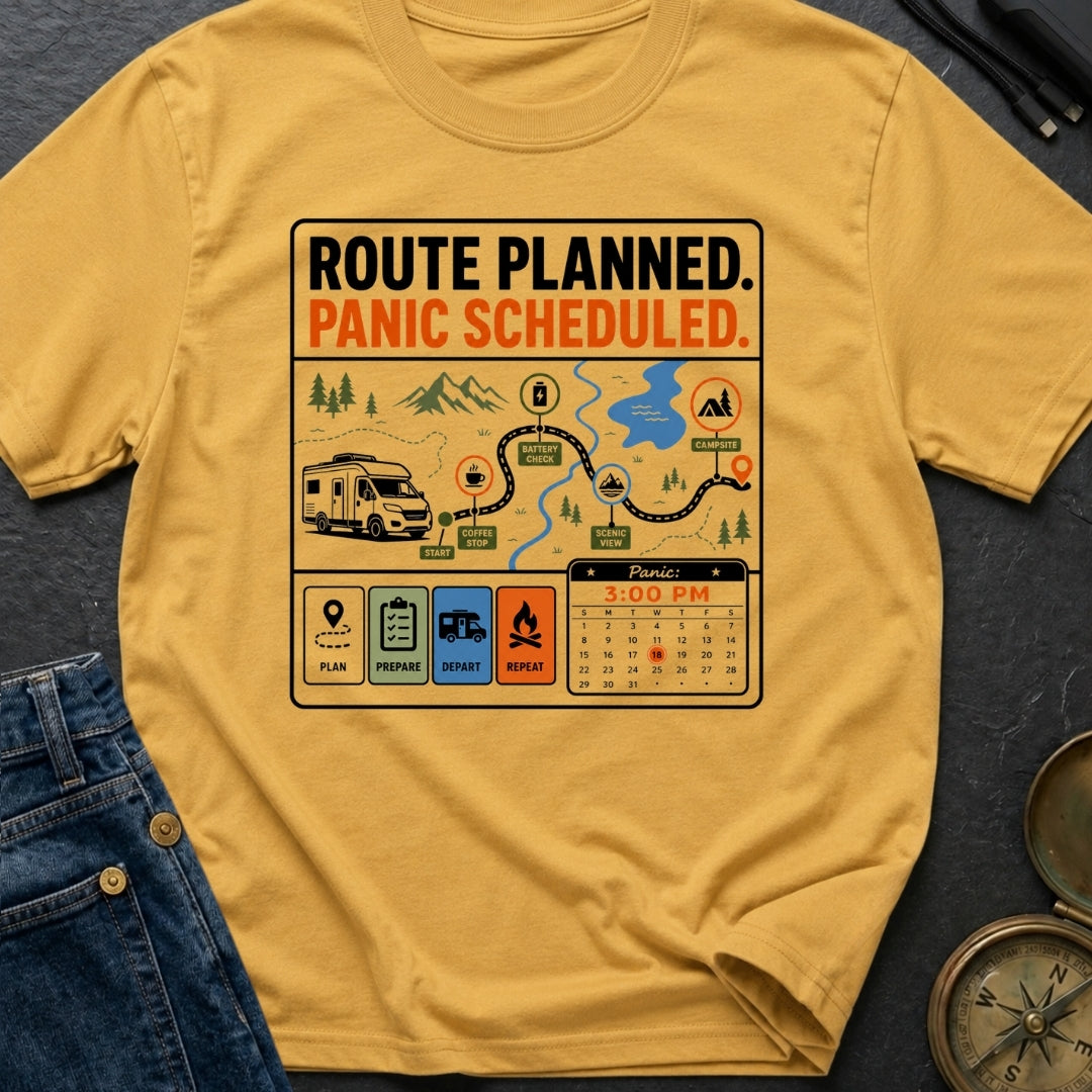 Route Planned Panic Scheduled - T-Shirt