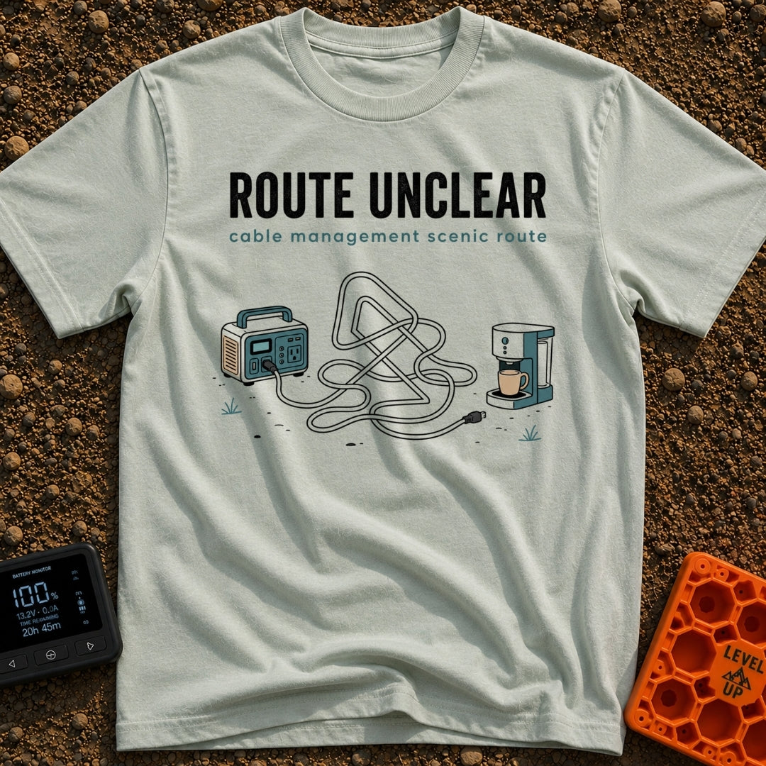 Route Unclear Keep Driving - T-Shirt in Bay - An illustration of a portable power station with a cord plugged into it...