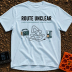 Route Unclear Keep Driving - T-Shirt in Chambray - An illustration of a portable power station with a cord plugged into...