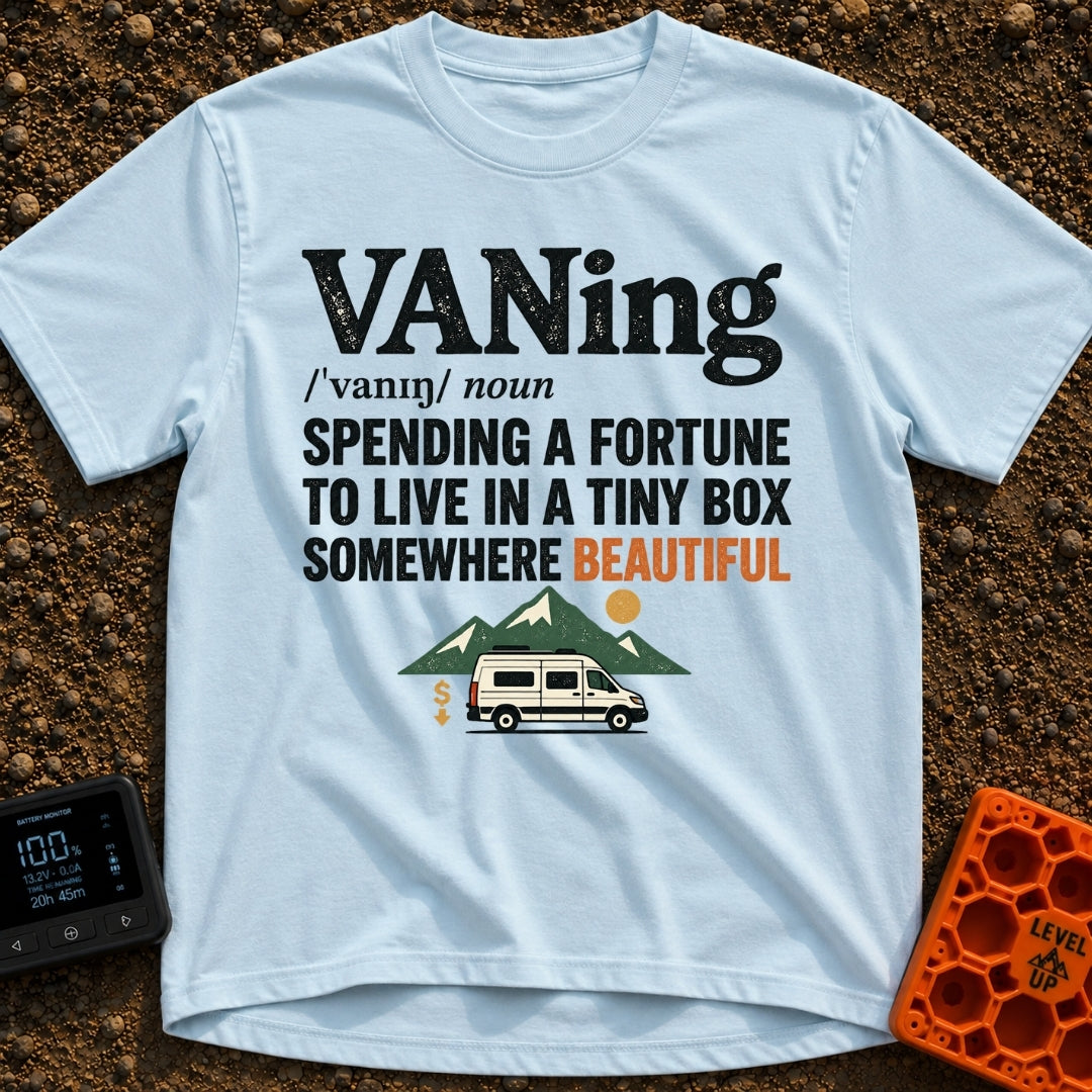 VANing On Four Wheels - T-Shirt in Chambray - A dictionary-style definition of the word 'VANing', followed by the text...