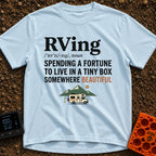 Wheels Of Fortune - T-Shirt in Chambray - Text formatting the word "RVing" as a dictionary definition that reads...
