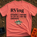 Wheels Of Fortune - T-Shirt in Watermelon - Text formatting the word "RVing" as a dictionary definition that reads...