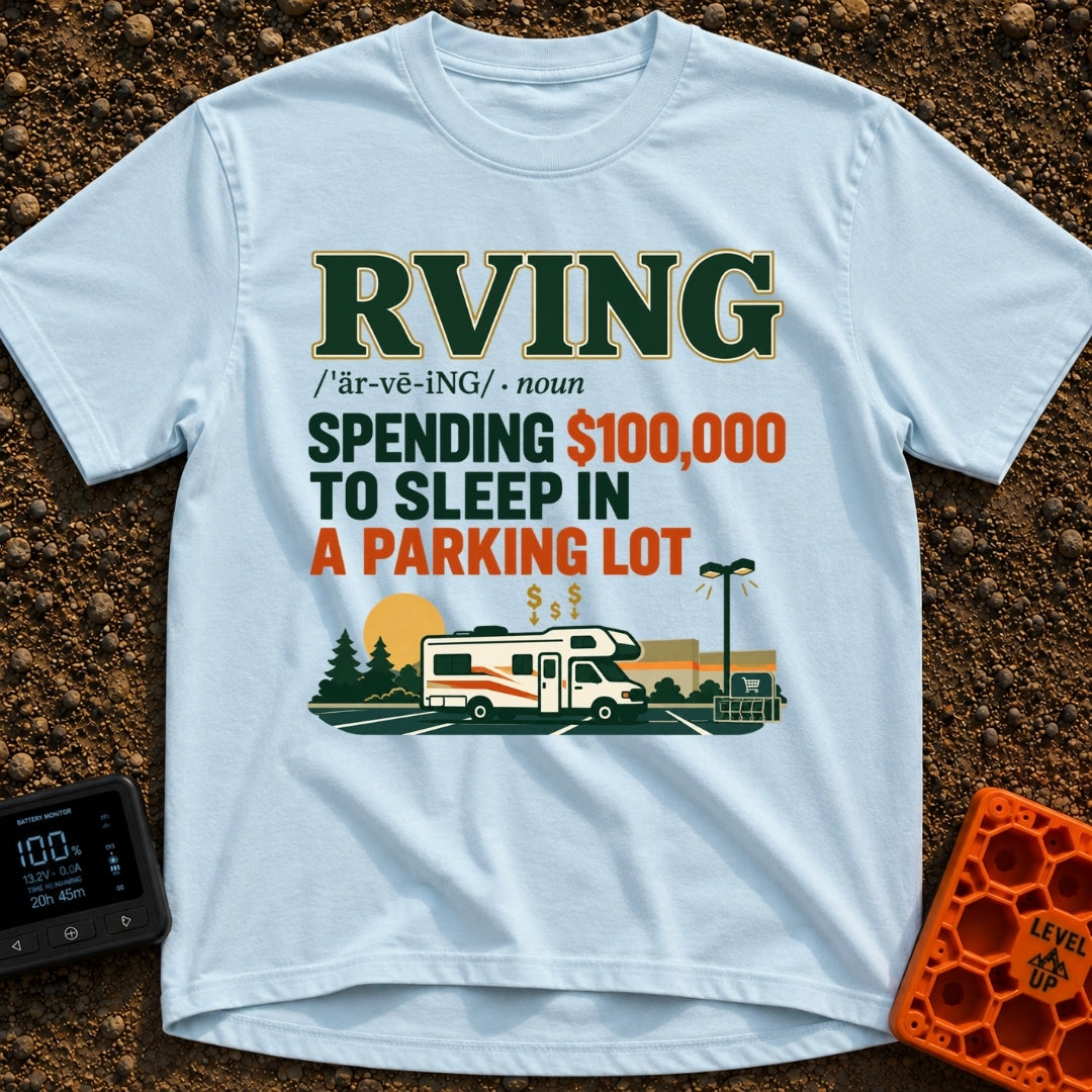 Recreational Spending Vehicle - T-Shirt in Chambray - A graphic displaying a dictionary definition for "RVING" that reads...