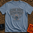 Scenic Route Department - T-Shirt in Blue Jean - A vintage-style emblem featuring the text "SCENIC ROUTE DEPARTMENT" and...