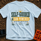Solar Power Trip - T-Shirt in Chambray - A typographic design featuring the text "SELF-GUIDED" above a yellow...