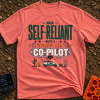 Self Reliant Paw Pilot - T-Shirt in Watermelon - A typographic design displaying the phrase "Self-Reliant With A...