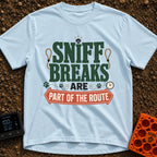 Sniff Breaks Required - T-Shirt in Chambray - Text-based design reading "SNIFF BREAKS ARE PART OF THE ROUTE" featuring...