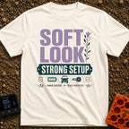 Soft Look Hard Wired - T-Shirt in Ivory - The design features the text "SOFT LOOK" in large purple letters beside a...