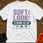 Soft Look Hard Wired - T-Shirt in White - The design features the text "SOFT LOOK" in large purple letters beside a...