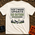 Log Off Go Outside - T-Shirt in Ivory - A graphic featuring the text "SOFTWARE UPDATE: GO OUTSIDE" above a loading...