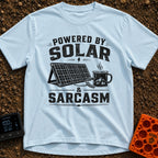 Solar Powered Sarcasm - T-Shirt in Chambray - A distressed black and white illustration showing the text "POWERED BY...