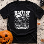 Solar Power Or Bust - T-Shirt in Black - A black and white distressed illustration of Frankenstein's monster with arms...