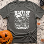 Solar Power Or Bust - T-Shirt in Pepper - A black and white distressed illustration of Frankenstein's monster with arms...