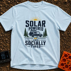 Solar Powered Socially Tired - T-Shirt in Chambray - A graphic featuring the text "SOLAR POWERED AND SOCIALLY TIRED"...