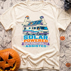 Supernaturally Solar Powered - T-Shirt in Ivory - A cartoon illustration of two ghosts wearing sunglasses and baseball...
