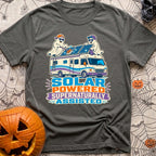 Supernaturally Solar Powered - T-Shirt in Pepper - A cartoon illustration of two ghosts wearing sunglasses and baseball...