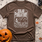 Waiting On A Watt - T-Shirt in Espresso - A black and white illustration of a skeleton sitting in a folding camp chair in...