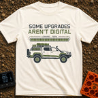 Analog Adventures Ahead - T-Shirt in Ivory - The artwork features the text "SOME UPGRADES AREN'T DIGITAL" above a full...