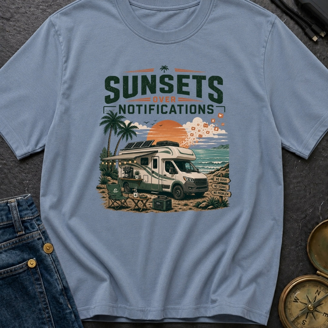 Sunsets Over Notifications - T-Shirt