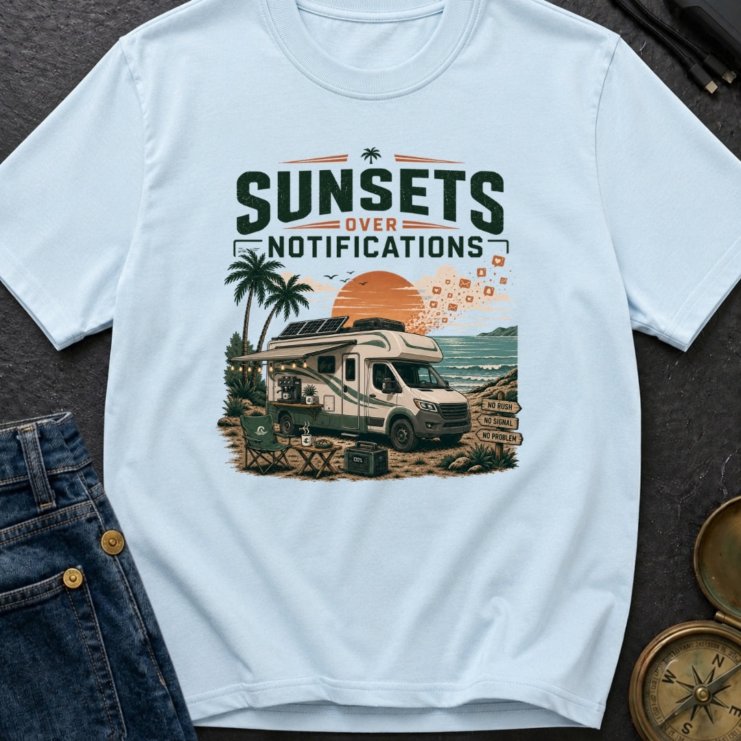 Sunsets Over Notifications - T-Shirt
