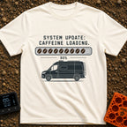 Caffeine System Update - T-Shirt in Ivory - The image shows the text "SYSTEM UPDATE: CAFFEINE LOADING." above a progress...
