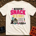 Tactical Snack Reserve - T-Shirt in Ivory - The artwork features the bold text "Tactical Snack Reserve" above a cooler...