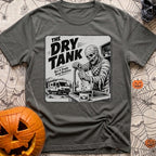 Running On Fumes - T-Shirt in Pepper - A black and white illustration of a mummy standing at a sink turning a faucet, but...